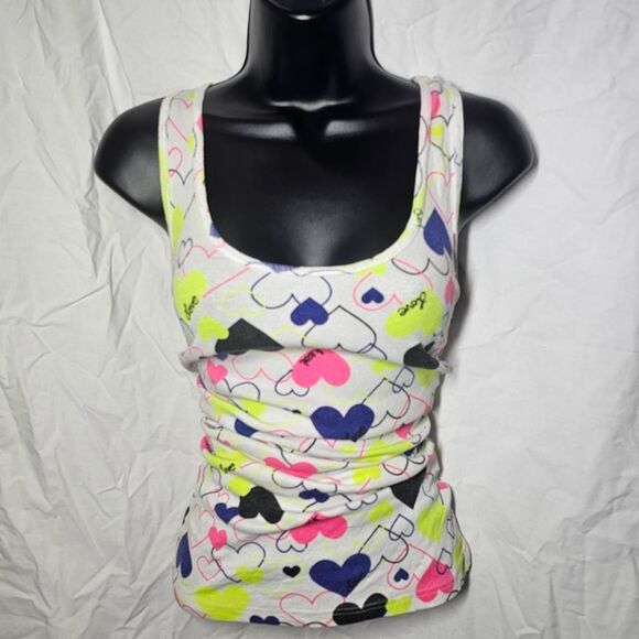 Vintage y2k no boundaries scene emo heart print tank top - Picture 1 of 6